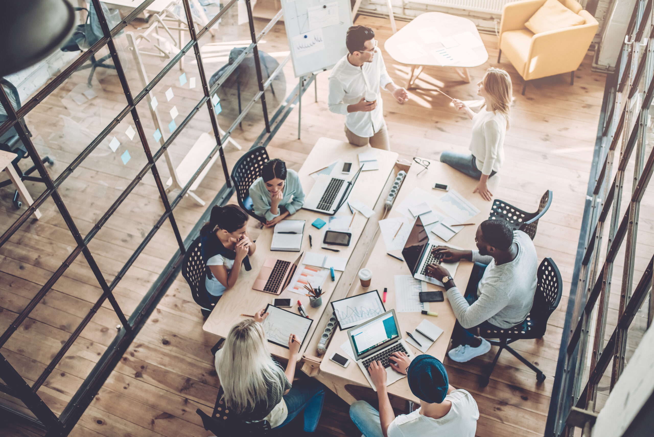 Young people work in modern office. Young people work in modern office.