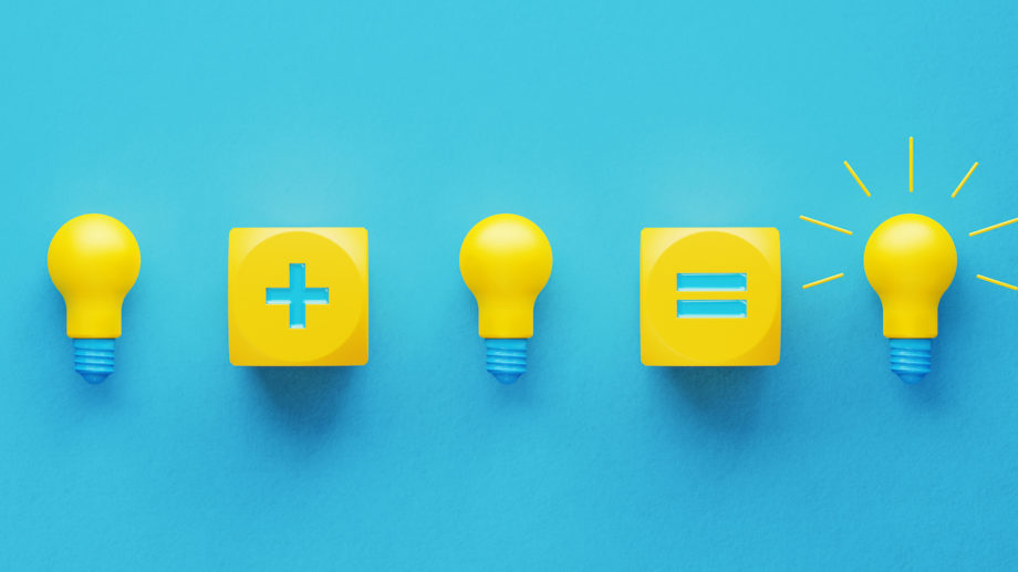 Light Bulbs and Yellow Cubes with Plus and Equal Signs Light Bulbs and Yellow Cubes with Plus and Equal Signs