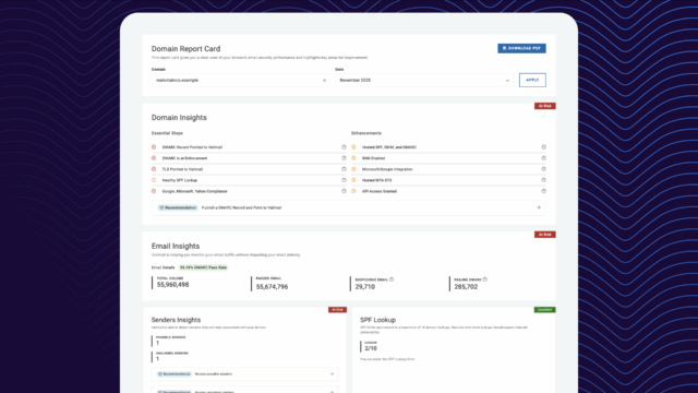 Valimail's domain report card screenshot